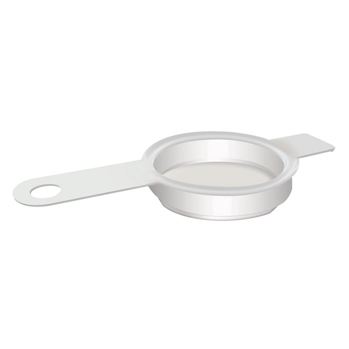 Duncraft Replacement 4 oz Clear Ramekin Cup for Bird Feeders, a shallow circular plastic bowl with two flat tabs, designed for easy bird feeder installation.