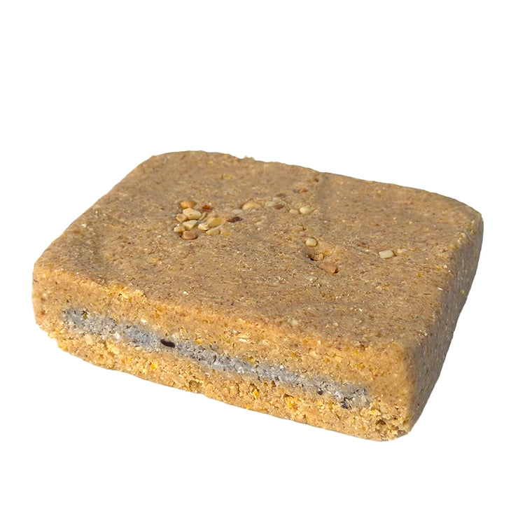 Energy+ Suet Cakes with Peanut Butter Filling, set of 12, featuring a compressed suet-and-seed block for wild birds, high in protein and no-melt.