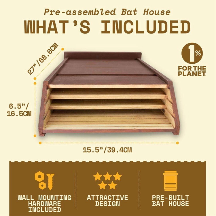 Bat house detail sheet with measurements and construction details.