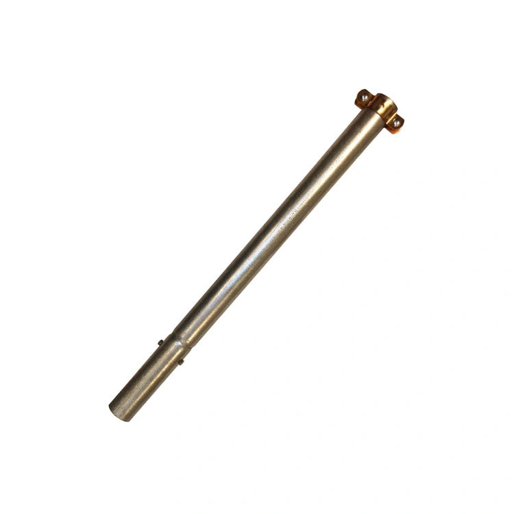 Metal rod with brass fitting on a white background