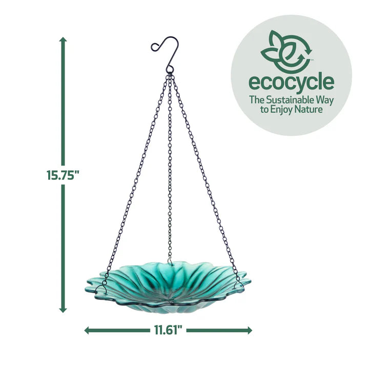 EcoCycle Turquoise Dahlia Hanging Bird Bath