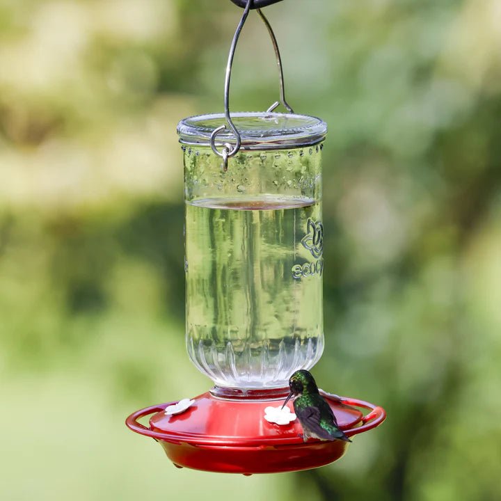 EcoCycle Ruby Roost Recycled Glass Hummingbird Feeder