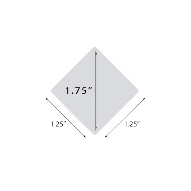 White square tile with dimensions labeled on a white background