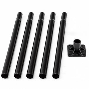 Duncraft Pole kit with five black tubes, mounting bracket on a white background. 
