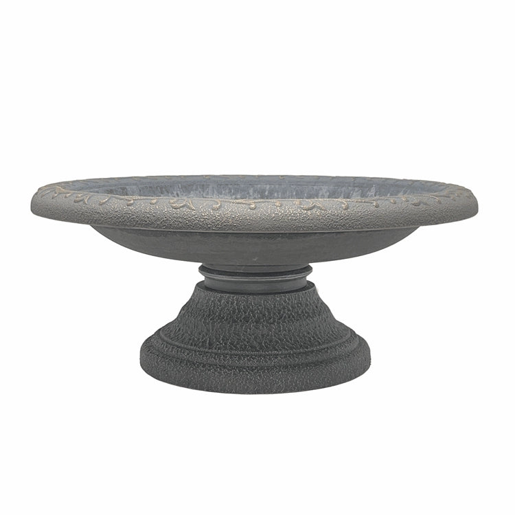 7.5″ Dove Gray Fiber Clay Birdbath
 on a white background
