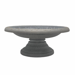 7.5″ Dove Gray Fiber Clay Birdbath
 on a white background