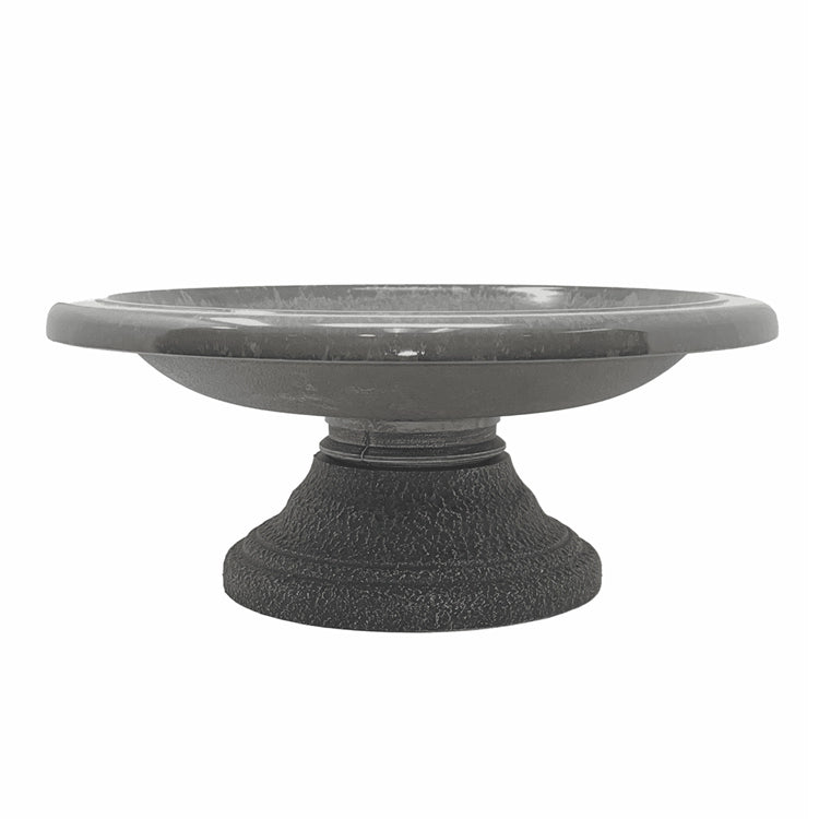 7.5″ Gray Fiber Clay Birdbath on a white background