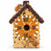 Front view of Hickory Dickory Clock edible birdhouse with pumpkin seed clock border and two mouse decorations.