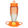 Textured Glass Oriole Feeder with built-in ant moat, three feeding stations, and twist-off base for easy refilling and cleaning. Clear glass reservoir with orange fade.
