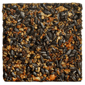 Woodpecker Feast Block Small, Set of 3: Square suet cakes with black-oil sunflower seeds, peanuts, and grains, designed for backyard feeders to attract woodpeckers.