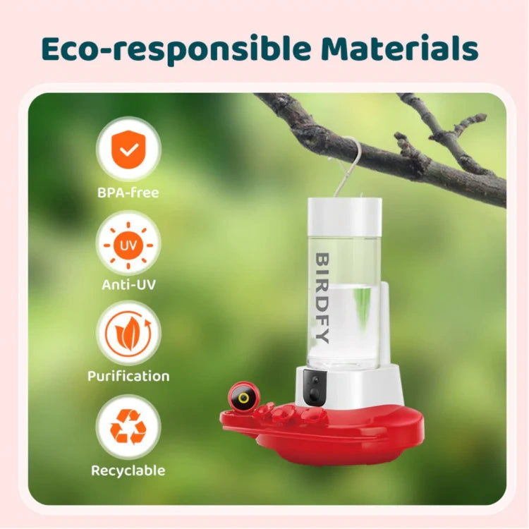 Bird feeder with eco-friendly features on a natural background