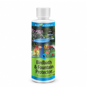 Birdbath & Fountain Protector, 16 oz bottle, enzyme-based cleaner for birdbaths and fountains, keeps water clean, controls algae, safe for wildlife.