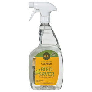 Bird Saver bird feeder cleaner in a clear 32 oz. bottle with a white spray nozzle.