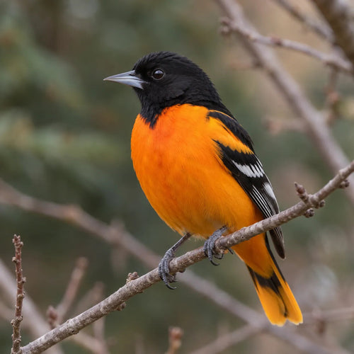 Baltimore Oriole on a frosted twig