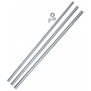 Two metal rods with connectors on a white background