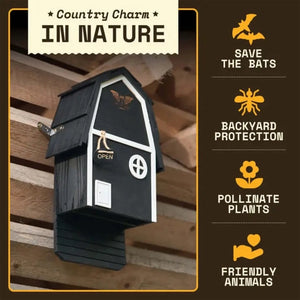 Black Big Bat Barn Junior mounted on a wooden building to provide backyard bats with sheltered roosting habitat
