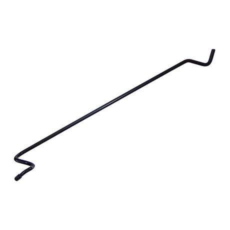 Quick Connect Straight Arm, 19: A slender metal rod with hooked ends for mounting, designed to hang feeders securely on poles, preventing squirrel access. Holds up to 10 lbs.
