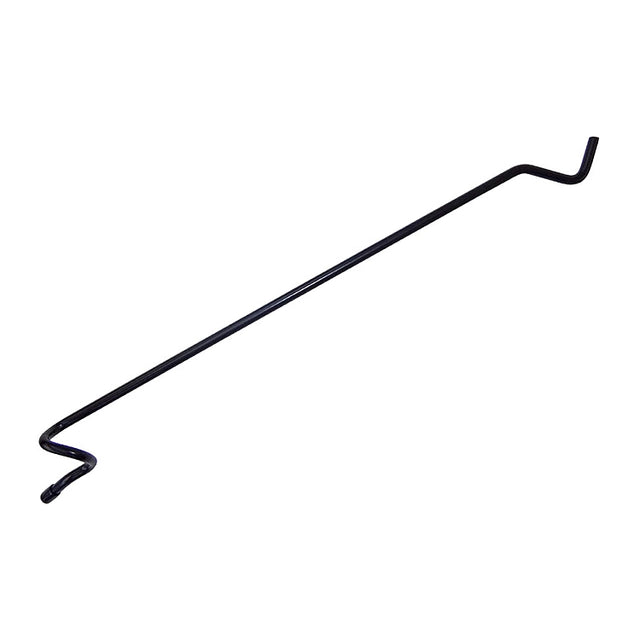 Quick Connect Straight Arm, 19: A slender metal rod with hooked ends for mounting, designed to hang feeders securely on poles, preventing squirrel access. Holds up to 10 lbs.