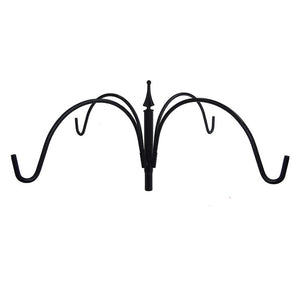 4 Arm Pole Topper sketch showing a black metal hook with curved ends, designed for light-duty use, holding tube feeders with a 13.5 reach.