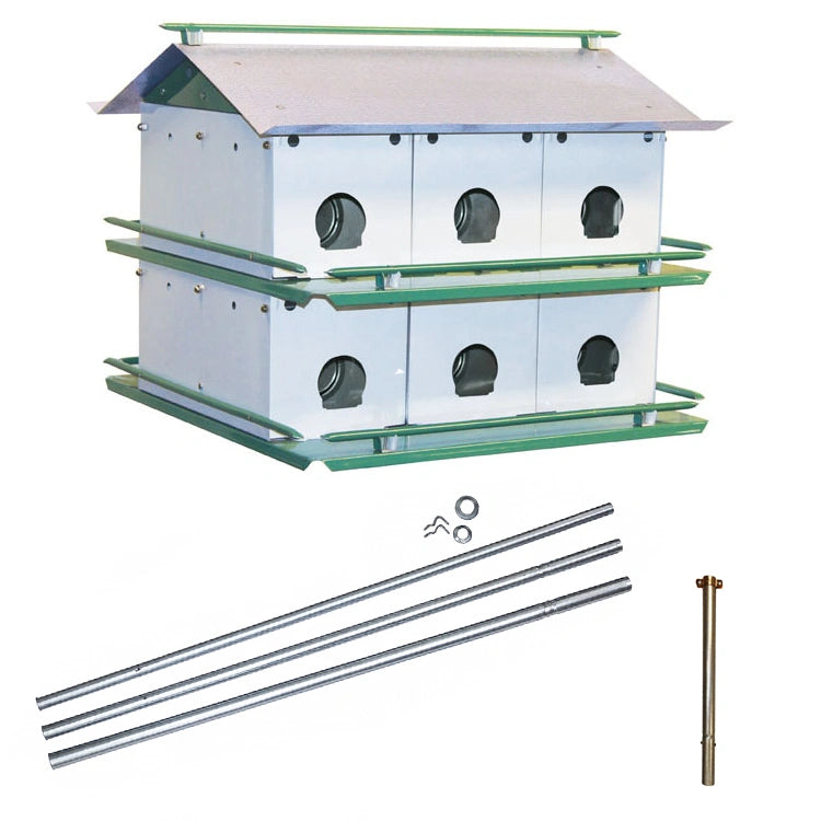 Birdhouse assembly kit with components on a white background
