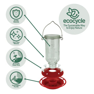 EcoCycle Ruby Roost Recycled Glass Hummingbird Feeder
