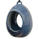 Egg Fly Through Feeder: blue ceramic feeder with open design, built-in hanging loop, deep interior, and drainage holes for easy cleaning and filling.