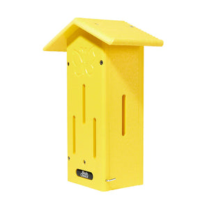 BirdsChoice Pole-Mounted Butterfly House with laser-etched butterfly design, vertical openings, and roof. Includes sectional pole for easy garden installation.
