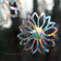 Close-up of Flower Window Gems, Set of 9, prismatic decals on a window designed to prevent bird strikes and add elegance.