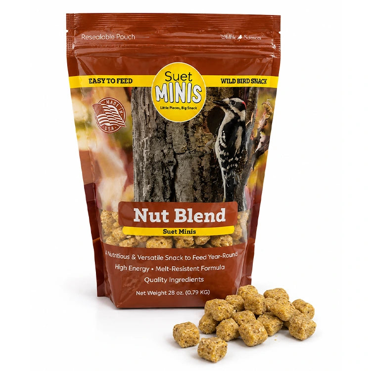 Package of Nut Blend Suet Minis with a woodpecker on the label